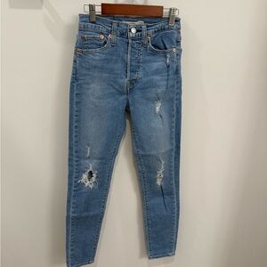 Levi's Light Blue Distressed Cropped Jeans